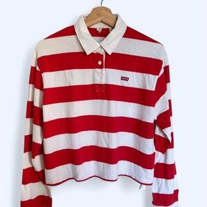 Levi's Red and White Striped Long Sleeve Shirt